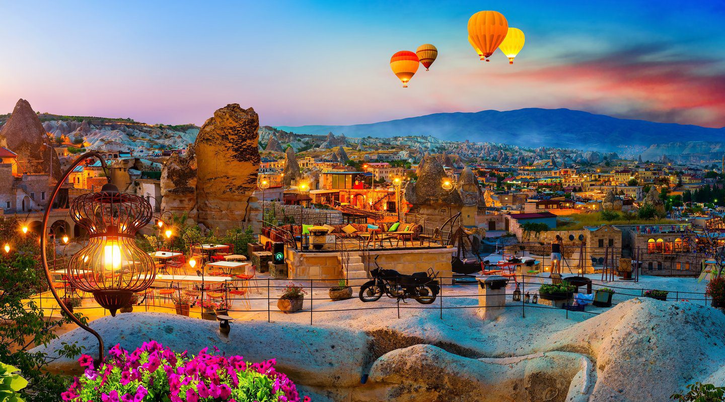 Goreme,Town,On,Sunset,In,Cappadocia,,Central,Anatolia,turkey